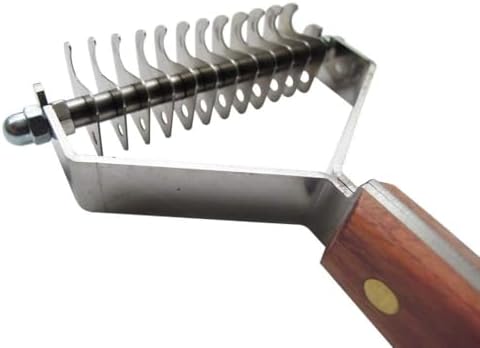 Mars Coat King Double Wide Dematting Undercoat Grooming Rake Stripper Tool for Dogs and Cats, Stainless Steel with Wooden Handle, Made in Germany, 12-Blade