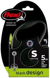 Flexi Black Design Cord Green Small 5m Retractable Dog Leash/Lead for Dogs up to 12kgs/26lbs