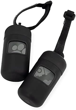 Best Pet Supplies Dog Poop Bag Holder Leash Attachment with Reusable Dispenser for Travel, Walking, Park, and Outdoor Use, Durable with Clip-On - Black, Pack of 2, Plastic Dispenser w/30 Bags
