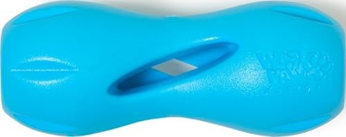 West Paw Qwizl Durable Zogoflex Dog Puzzle Toy for Mental Stimulation, and Enrichment - Treat Dispensing for Bully Sticks and Dental Sticks - Dishwasher Safe - Made in USA - Small - Aqua