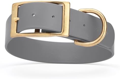 Viper Biothane Heavy Duty Waterproof Dog Collar Strong Coated Nylon Webbing w/Solid Brass Hardware Odor-Proof Easy to Clean High Performance Fits Small Medium or Large Dogs, Battleship Gray