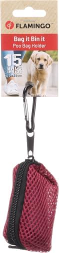 Flamingo Misha Poo Bag Dispenser - Bordeaux | Stylish, Practical & Durable! - Includes Poop Bag