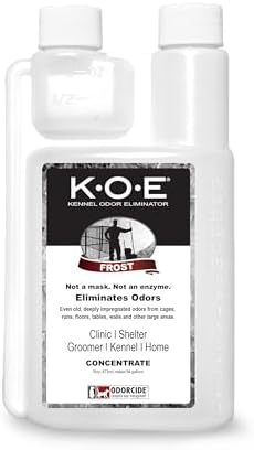Odorcide K.O.E Kennel Odor Eliminator Concentrate – For Cages, Runs & More – For Home & Kennel w/Safe, Non-Enzymatic Formula - Frost Scent -16 oz