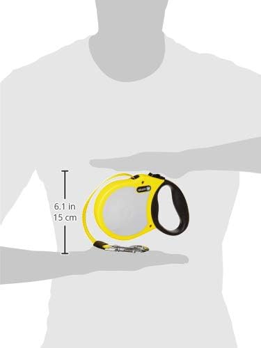alcott Visibility Retractable Reflective Belt Leash, 16' Long, Large for Dogs Up to 110 lbs., Neon Yellow with Reflective Accents