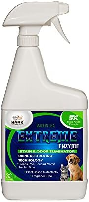 EXTREME ENZYME Stain & Odor Eliminator with Urine Remover. Triple action 2X bio-enzymatic cleaners and plant based surfactants cleans dog and cat waste and pee forever. FRAGRANCE FREE, safe for pets