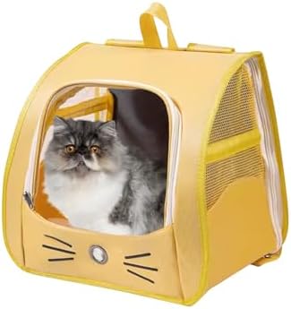 Cat Backpack Carrier, Dog Carrier Backpack for Hiking, Travelling, Camping, Portable Pet Backpack, Ideal for Small Animals & Puppies(Yellow)