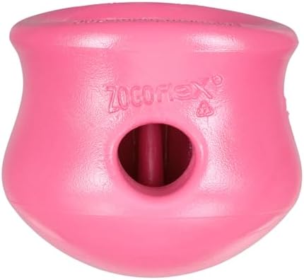 WEST PAW Zogoflex Toppl Interactive Treat Dispensing Puzzle Dog Toy for Mental Stimulation & Enrichment-Holds Kibble & Treats-Lickable, Freezable & Dishwasher Safe-Made in USA-Small-Geranium