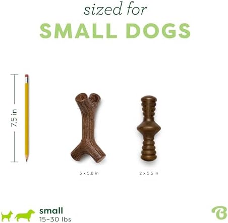 Benebone 2-Pack Maplestick/Zaggler Durable Dog Chew Toys, Dog Bones, Small