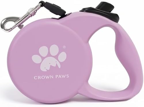 Retractable Dog Leash, 16ft Heavy Duty Nylon Tape for Large Dogs up to 110 lbs, One-Hand Brake & Lock, Tangle-Free, Ergonomic 3.2" XL Handle, Lightweight 0.56lb Pink L GC-DAN