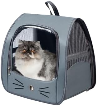 Cat Backpack Carrier, Dog Carrier Backpack for Hiking, Travelling, Camping, Portable Pet Backpack, Ideal for Small Animals & Puppies(Grey)