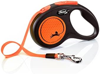 Flexi New Neon Tape Orange Small 5m Retractable Dog Leash/Lead for Dogs up to 15kgs/33lbs