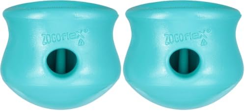 WEST PAW Zogoflex Toppl Interactive Treat Dispensing Puzzle Dog Toy for Mental Stimulation & Enrichment-Holds Kibble & Treats-Lickable, Freezable & Dishwasher Safe-Made in USA-Small-Teal (Pack of 2)