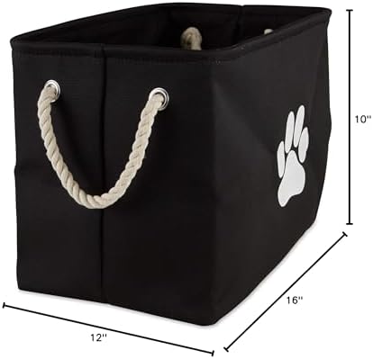 Bone Dry Pet Storage Collection Collapsible Bin, Black, Medium Rectangle