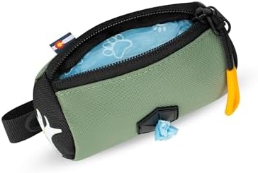 OllyDog Scoop Pick Up | Dog Poop Bag Holder | Lightweight & Water-Resistant Dispenser | Leash Attachment for Hands-Free Carry | Fits Standard Waste Bag Rolls (Olivine)