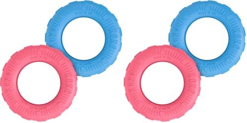 KONG Puppy Tires - Dog Chew Toy for Puppies - Stuffable Dog Toy for Treats & Snacks - Natural Rubber Chew Toy for Teething Puppy - for Small Puppies - Randomly Provided Color (Pack of 2)