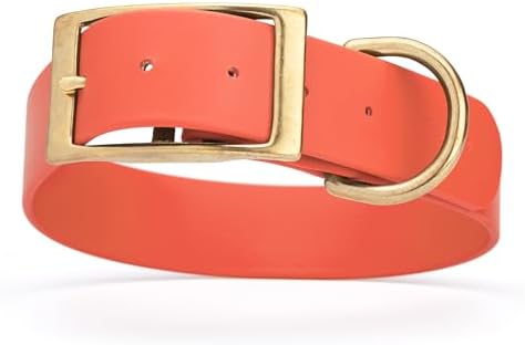 Viper Biothane Heavy Duty Waterproof Dog Collar Strong Coated Nylon Webbing w/Solid Brass Hardware Odor-Proof Easy to Clean High Performance Fits Small Medium or Large Dogs, Coral
