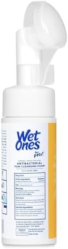 Wet Ones for Pets Antibacterial Dog Paw Cleaner with Built-In Brush, Foaming No-Rinse Formula for Cleaning Dirty Paws After Walks, Gentle Everyday Paw Wash for Dogs, 5 Oz - 2 Pack