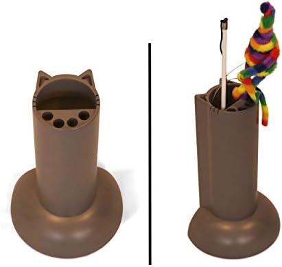 Feline Ruff Cat Teaser Wand Holder. Keep Cats Safe with This Unique Cat Toy Storage Solution. Organize Feather Cat Wand Toys. Patent Pending (Gray)