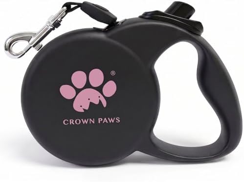 Retractable Dog Leash, 16ft Heavy Duty Nylon Tape for Large Dogs up to 110 lbs, One-Hand Brake & Lock, Tangle-Free, Ergonomic 3.2" XL Handle, Lightweight 0.56lb Black L GC-DAN