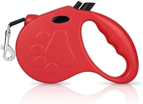 Retractable Dog Leash, 16ft Dog Walking Leash for Small Dogs up to 77lbs, Non-Slip Handle - Red