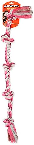 Mammoth Flossy Chews Multi Color 5 Knot Rope Tug – Premium Cotton-Poly Tug Toy for Dogs – Interactive Dog Rope Toy – Tug Dog Chew Toy for Big Dogs - X-Large, 36”
