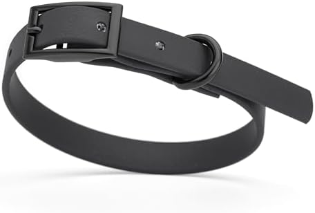 Dogline Biothane Waterproof Dog Collar Strong Coated Nylon Webbing with Black Hardware Odor- Proof for Easy Care Easy to Clean High Performance Fits Small Medium or Large Dogs, Black