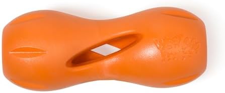 WEST PAW Qwizl Durable Zogoflex Dog Puzzle Toy for Mental Stimulation, and Enrichment - Treat Dispensing for Bully Sticks and Dental Sticks - Dishwasher Safe - Made in USA - Large - Tangerine