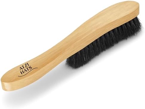 Fedora Hat Brush Lint Remover Duster Brushes for Felt Hats 100% Horse Hair (Black) Wood Brush