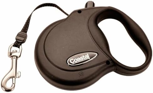Coastal Pet Power Walker Dog Retractable Leash - Reflective Dog Leash - Stop-and-Release Control Button - Comfort Grip Handle - Black - X-Small