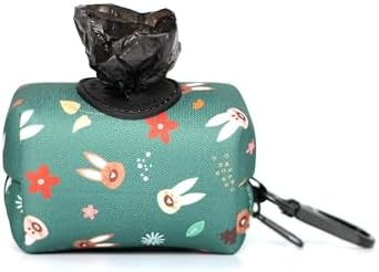 KIKI & RIKI Premium Dog Poop Bag Holder, Waste Bag Dispenser with Leash Clip, Artist-Designed Print (Designed in Georgia), Includes 1 Starter Roll of Bags, Fits Standard Rolls, Green (Berry Forest)