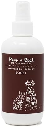 Pure + Good Boost Grooming Spray - Deodorizes, Softens Fur & Moisturizes Skin, 8 fl oz (Sandalwood + Coconut)