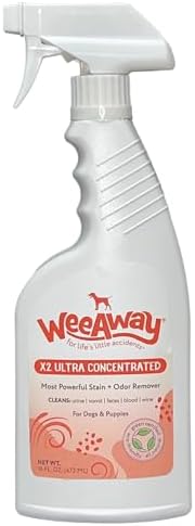 Wee Away X2 Dog Urine Stain & Odor Remover – Double Strength Enzyme Spot Cleaner for Dog Pee, Marking & Odor Removal – Carpet, Furniture & Bedding, Non-Toxic, 16oz