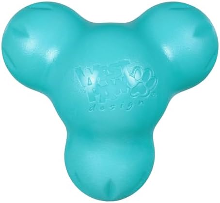 WEST PAW Zogoflex Tux Treat Dispensing Dog Chew Toy – Interactive Chewing Toy for Dogs – Dog Games for Aggressive Chewers, Fetch, Catch – Holds Kibble, Treats, Large 5", Teal