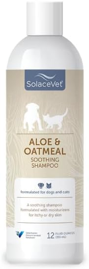 SolaceVet Aloe & Oatmeal Soothing Shampoo 12 oz – Veterinarian Recommended for Sensitive Skin in Dogs & Cats – Hypoallergenic, Soap-Free