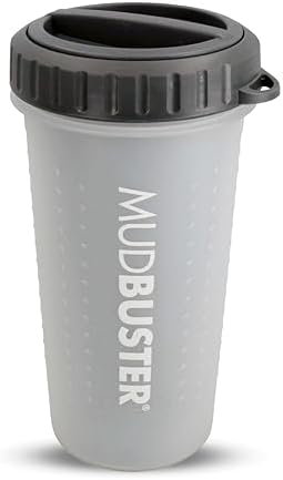 Dexas Lidded MudBuster Large Dog Paw Cleaner, Light Gray, Fits 2.5"-3.5" Wide Paws Gentle Silicone Bristles for Quick, Easy Cleaning