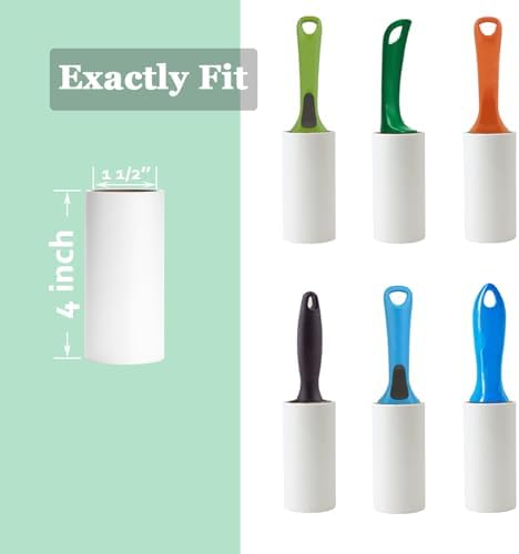 4 inch Lint Roller Refills Compatible with Evercare PetLovers Extra Sticky Lint Roller 6 Pack of Refills Only 60 Sheets per Refill 360 Sheets Total (1 1/2'' Inside Dia.)