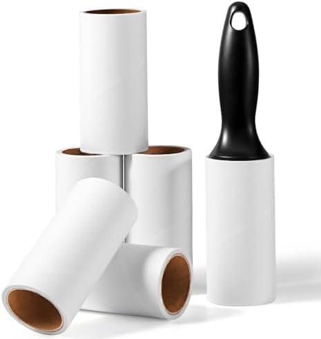 Vinabo Lint Rollers,Pet Hair Remover,1 Handle with 6 Extra Sticky Lint Roller Set for Clothes,Lint Rollers for Pet Hair,Dust,Lint,Sofa,Bed and Carpet,Extra Sticky & Easy Peeling-60 Sheets/Roll
