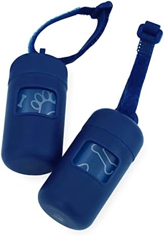 Best Pet Supplies Dog Poop Bag Holder Leash Attachment with Reusable Dispenser for Travel, Walking, Park, and Outdoor Use, Durable with Clip-On - Royal Blue, Pack of 2, Plastic Dispenser w/30 Bags