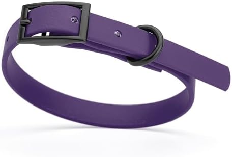 Dogline Biothane Waterproof Dog Collar Strong Coated Nylon Webbing with Black Hardware Odor- Proof for Easy Care Easy to Clean High Performance Fits Small Medium or Large Dogs, Violet Purple