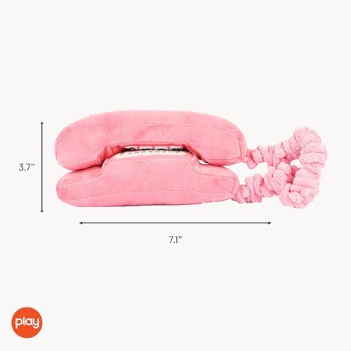 P.L.A.Y. Cute Plush Dog Toys - 1980s Classics Themed Durable Squeaker Chew Toy, Great for Puppies & Small, Medium, Large Dogs - Machine Washable, Recycled Materials (Paw Talk Pink Corded Telephone)