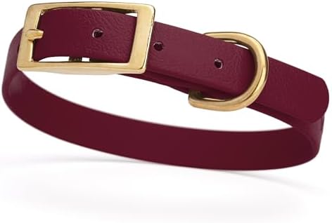 Viper Biothane Heavy Duty Waterproof Dog Collar Strong Coated Nylon Webbing w/Solid Brass Hardware Odor-Proof Easy to Clean High Performance Fits Small Medium or Large Dogs, Merlot Burgundy