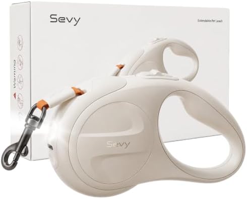 Sevy Glowie Retractable Dog Leash with LED Light,16FT Retractable Dog Leash