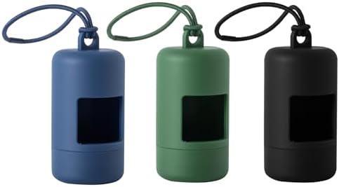 SLSON 3Pack Dog Poop Bag Holder for Leash Lightweight Pet Waste Bag Dispenser with Leash Attachment Portable Plastic Doggie Poop Bag Dispensers,Blue Green Black