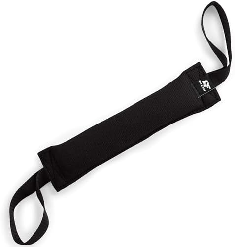 Bull Fit K9 Dog Bite Tug Toy with 2 Strong Handles - Made of Durable & Tear-Resistant French Linen - Perfect for Tug of War, Fetch & Puppy Training - Ideal for Medium to Large Breeds