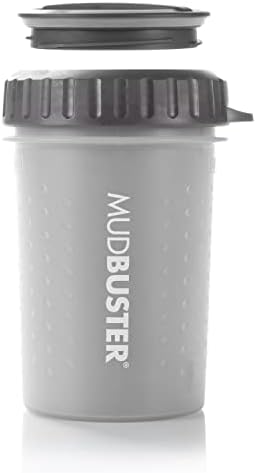 Dexas Lidded MudBuster Medium Dog Paw Cleaner, Light Gray, Fits 1.5"-2.5" Wide Paws, Gentle Silicone Bristles for Quick, Easy Cleaning