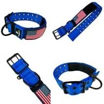 Dog Collars for Large Dogs - 2 inch Wide Dog Collar for Large Dogs Personalized Dog Collar with Metal Buckle American Flag Patch Name Plate Padded Dog Collar for Extra Large Dogs Male Female K9