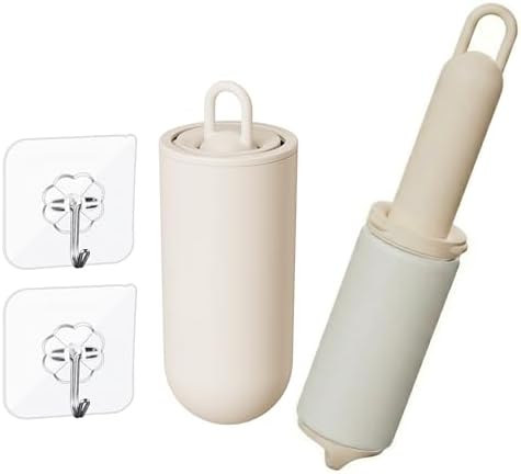 Reusable Lint Rollers 2 Pack with Cover for Clothes, Cream