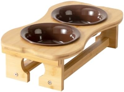 Bone Elevated 5.5" Ceramic Cat Puppy Bowls, Raised Cat Bowl Stand