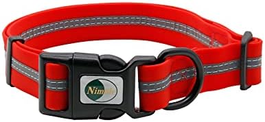 Nimble Reflective Waterproof Dog Collar Adjustable Odor Resistant Easy Clean Pet Collar for Small Medium Large Dogs Night Walking Outdoor Rainy Use (Medium (11.81”-18.5”inches), Candy Red)
