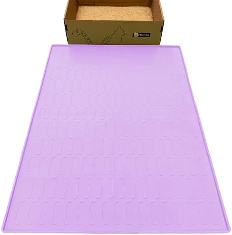 Cat Litter Mat, Large 32'' x 24'' Silicone Litter Box Mat for Litter Trapping, Waterproof, Non-Slip, Easy to Clean, Purple